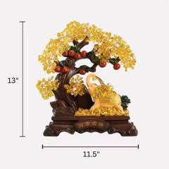 Feng Shui Citrine Crystal Money Tree with Lucky Elephant