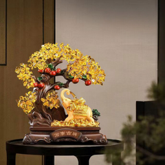 Feng Shui Citrine Crystal Money Tree with Lucky Elephant