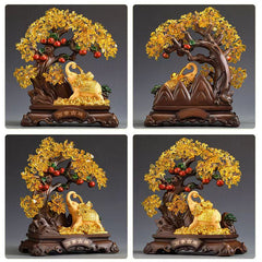 Feng Shui Citrine Crystal Money Tree with Lucky Elephant